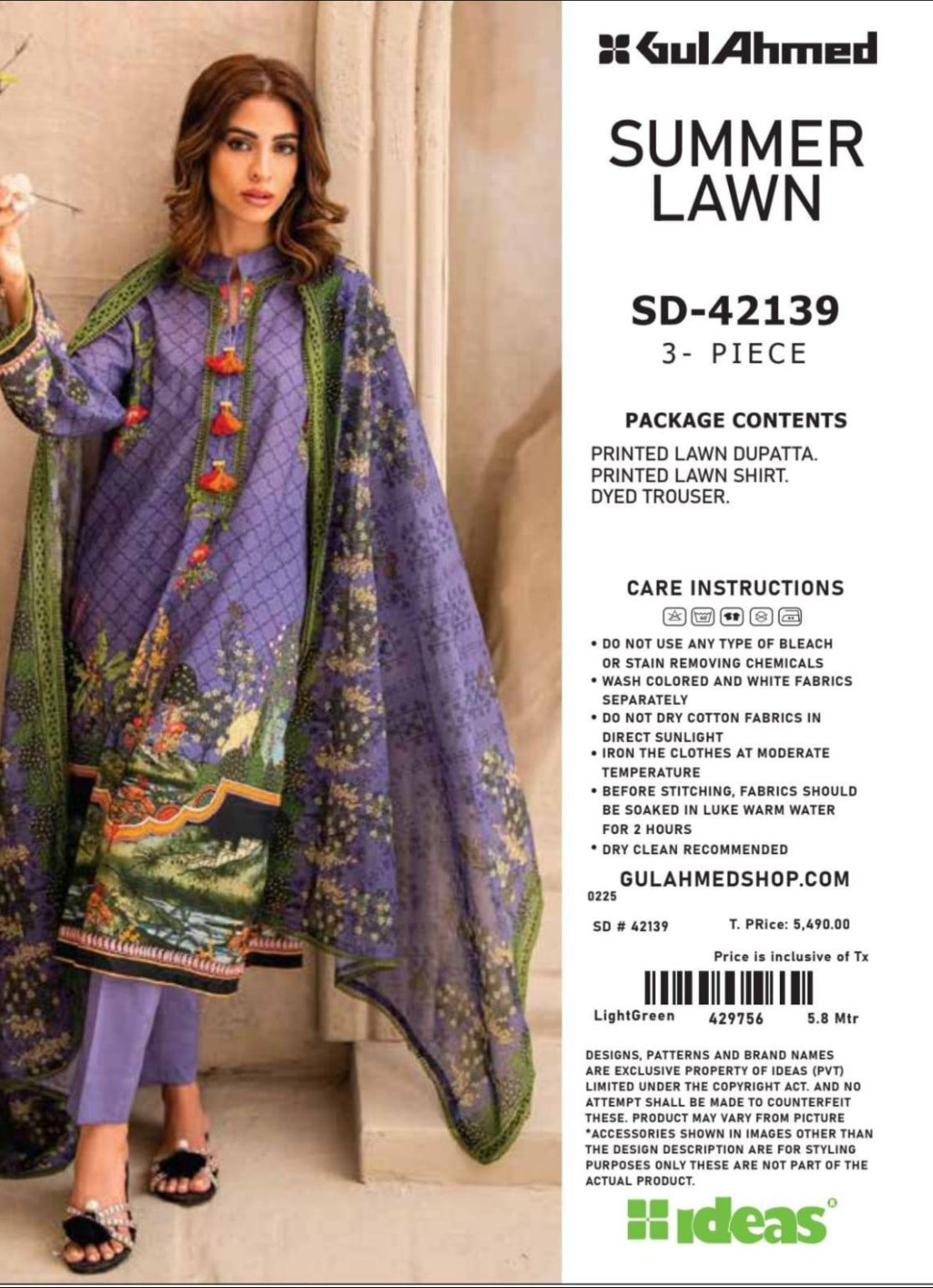 Gul Ahmad SD-42139 | 3 Piece Unstitched Summer Lawn
